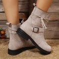 thumbnail image 2 of Round Toe Buckle Shoes Casual Retro Boots With Side Zipper Low Heel Outdoor Non Slip Ankle Boots For Women, 2 of 8