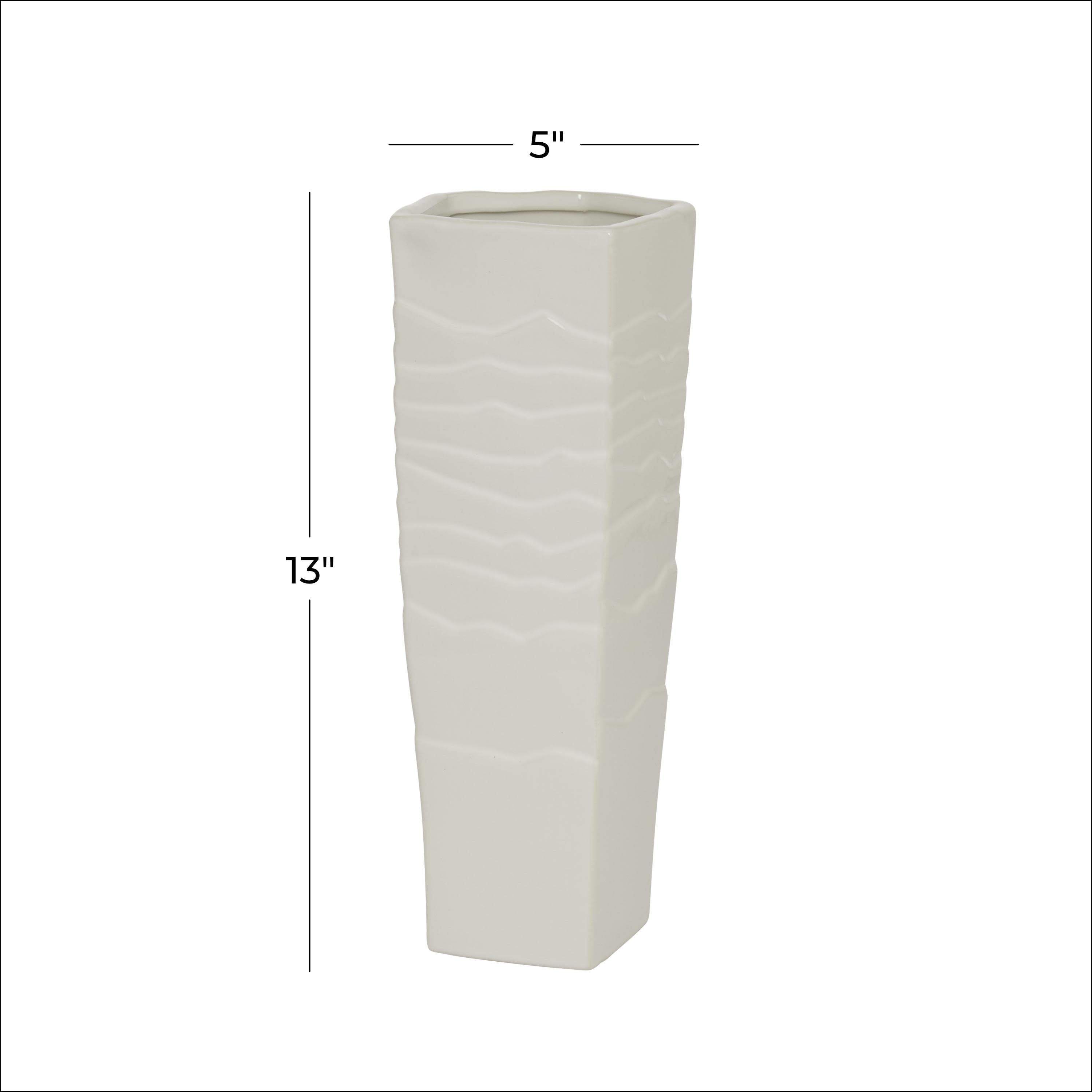 DecMode 13" Textured White Ceramic Vase