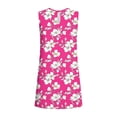 thumbnail image 7 of Gamivast Dresses for Women Sleeveless Crew Neck Loose Fit Shift Mini Dress Leaf Floral Print Ruffle Hem Flowy Comfy Casual Beach Vacation Summer Dresses, 7 of 7
