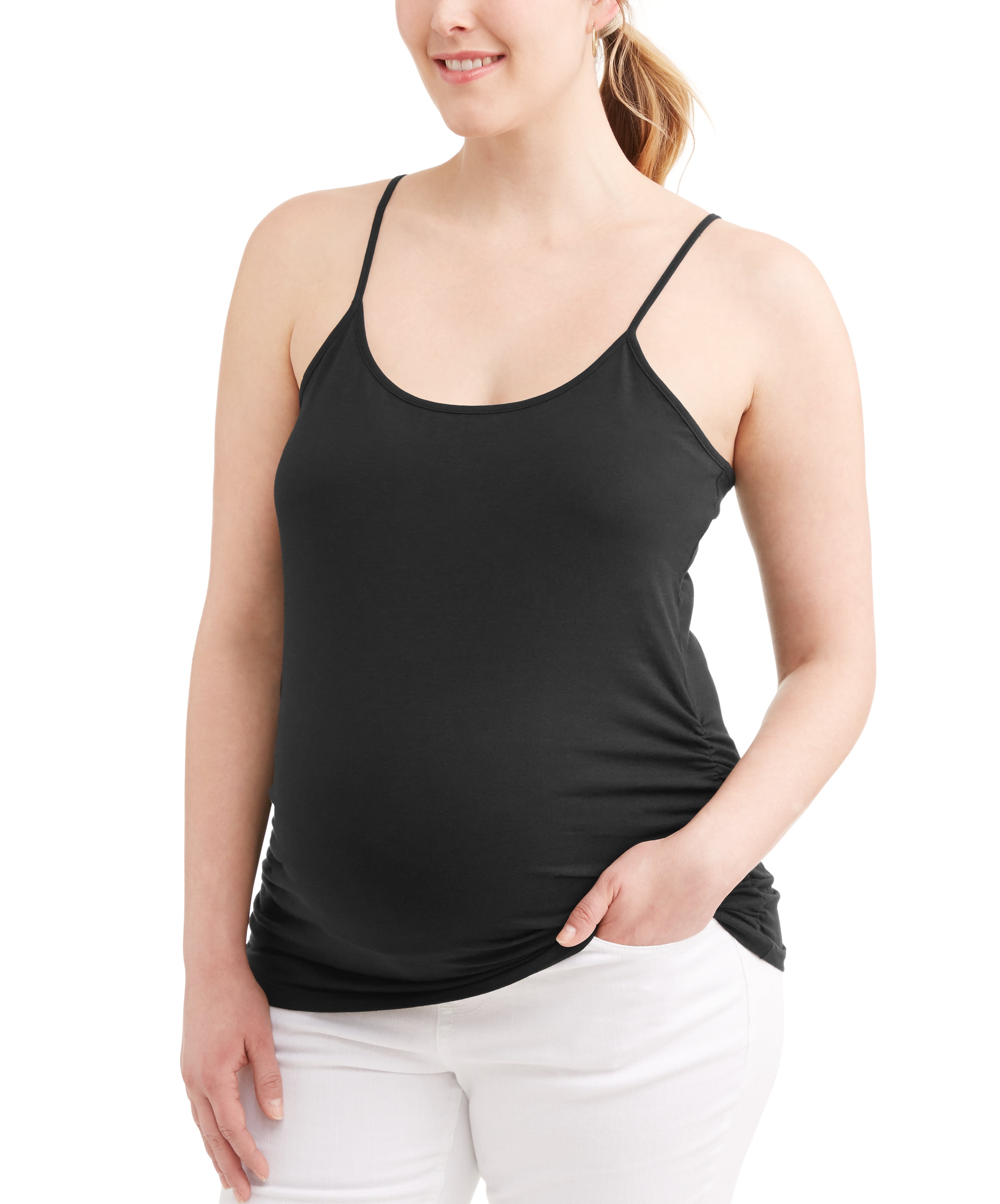 Oh! Mamma Maternity Women's Basic Cami with Side Ruching, 2-Pack (Women's & Women's Plus)