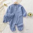 thumbnail image 7 of Baby Clothes Newborn Jumpsuit Girls Boys Muslin Spring Autumn Cotton Long Sleeve Infants Romper 0-24M (Blue,73 for 3-6M), 7 of 7