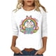 thumbnail image 1 of Tops de Cuello Redondo para las Mujeres Blusas Casuales 3/4 Manga Estampado de Carnaval Camiseta de Moda de Verano, 1 of 7