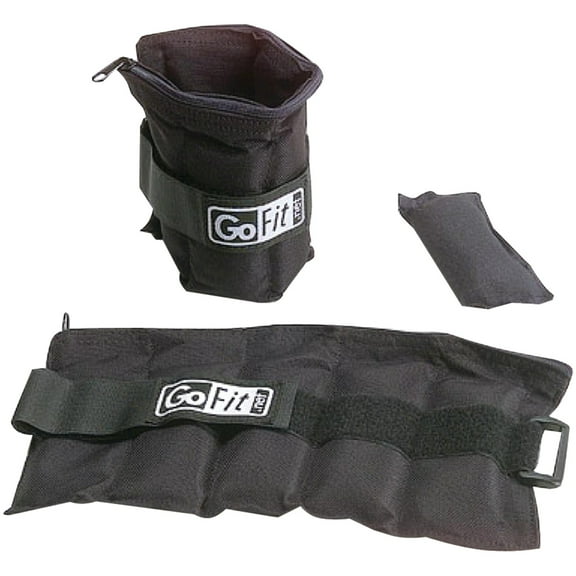 GoFit Adjustable Ankle Weights 1-5lbs for Strength Training, Black, 2-Pack Set