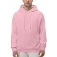 thumbnail image 2 of Domuza Mens Hoodies Stylish Casual Long Sleeve Drawstring Hooded Sweatshirt Fall Winter Basic Essential Raglan Pullover with Kanga Pocket Pink 2XL, 2 of 7
