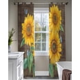 thumbnail image 4 of Sunflower Sheer Curtains 84 Inch Length 2 Panels Set for Living Room/Bedroom, Yellow Summer Botanical Butterfly Wooden Vintage Kitchen Curtains Grommet Semi-Sheer Curtains Window Treatments 52"x84"x2, 4 of 7