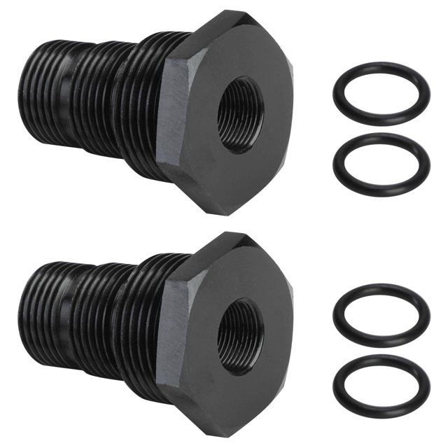 Adaptador De Filtro De Aceite De 2 Piezas Adaptador De Rosca Ligero De 1/2-28 Aluminio 1/2-28 Hembra A 3/4-16 13/16-16 3/4 Npt Adaptador De Manguera Macho Conector Reductor Acabado Anodizado Negro Res