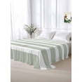 thumbnail image 5 of Sage Green Stripe King Size Flat Sheet, Wrinkleproof & Fadeproof Cooling Flat Bed Sheet Only, Modern Simple Geometric White Striped Breathable Soft Bedding Top Sheets 105 x 98 Inches, 5 of 8