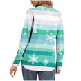 thumbnail image 4 of Women Christmas T-Shirts Snowman Snowflakes Xmas Printed V Neck Graphic Tee Long Sleeve Loose Holiday Tops (3XL, Mint Green), 4 of 7