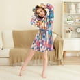 thumbnail image 3 of FORMRS Niños Bathrobe Unisex Hooded Robe Soft Plush Pajamas Sleepwear, Size 10-12T, Light Colorful Circles, 3 of 7