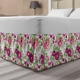 thumbnail image 1 of Exotic Bed Skirt, Tropical Plant Monstera Hibiscus Flower Coconut Palm Leaf Summer Bouquet, Elastic Bedskirt Dust Ruffle Wrap Around for Bedding Decor, 4 Sizes, Pink Purple Fern Green, by Ambesonne, 1 of 2