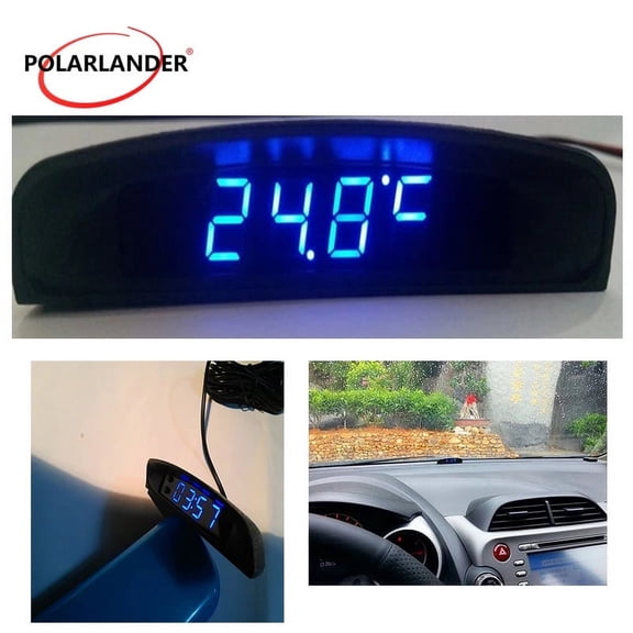 12V Auto Accessories 3 In 1 Car Auto Digital LED Car Electronic Clock Interior Temperature Meter Voltmeter Four display modes