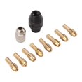 thumbnail image 3 of 10-Piece Keyless Brass 4485 Collet Set with Conversion Nuts - Quick-Change Drill Chuck Accessories for Rotary Tools & Flex Shafts, 8 Sizes from 0.8mm to 3.2mm, Durable Copper Construction for, 3 of 6