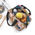 thumbnail image 5 of Bingfone Retro Summer Stamp Print Lunch Bag Insulated Lunch Box, Small Leakproof Cooler Food Lunch Containers Reusable High Capacity Lunch Tote Bags for Work, Travel, Outdoor, 5 of 5