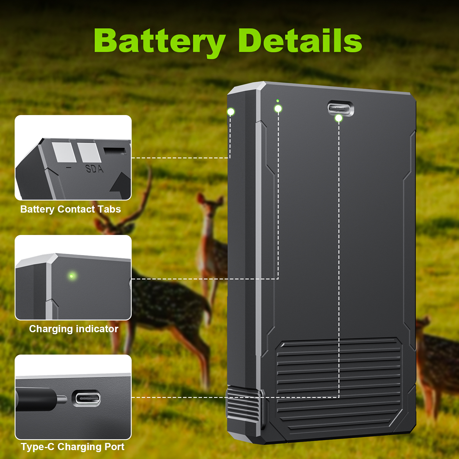 2 Pack LIT-22 Battery 7000mAh Rechargeable Lithium Battery for SPYPOINT Trail Camera - Compatible with Flex-M, Flex G-36, Flex-Plus, Flex-S Cellular Trail Cameras (Includes Type-C Cable)