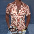 thumbnail image 2 of Camisas Para Hombre Hombres Casual Manga corta Primavera Verano Turndown Neck 3D Impreso Camisas Moda Top Blusa Camisas (Coffee, XXL), 2 of 4