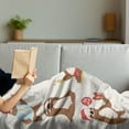 thumbnail image 3 of Sloth Soft Flannel Fleece Throw Blanket, Funny Sluggard Animal Character Different Poses Lazy Cartoon Mammal, Cozy Plush for Indoor and Outdoor Use, 50" x 60", Brown Pale Pink Blue, by Ambesonne, 3 of 5
