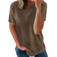 thumbnail image 1 of Womens Striped Color Block Short Sleeve Causal Blouses T Shirts Tops, 1 of 4