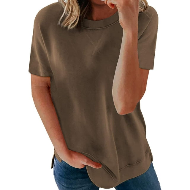 Womens Striped Color Block Short Sleeve Causal Blouses T Shirts Tops