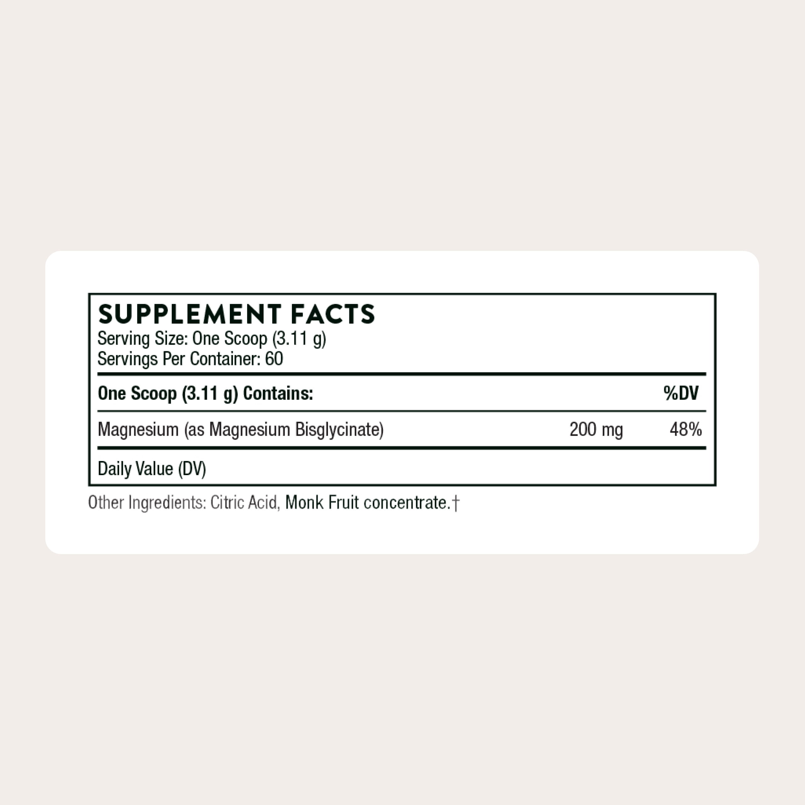 THORNE - Magnesium Bisglycinate - Powdered Magnesium Formula - Support Restful Sleep, Muscle Relaxation, Heart Health, and Metabolism* - NSF Certified for Sport - 60 Servings - 6.5 Oz Jar