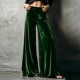 thumbnail image 4 of Mifsaly Women's Velvet Wide Leg Trousers High Waisted Flowy Palazzo Pants Fall Winter Elegant Evening Party Business Casual Outfits with Pockets, 4 of 8