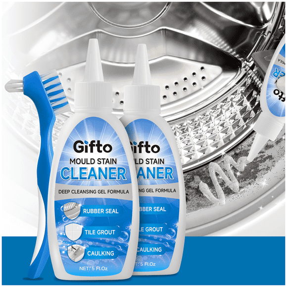 Gel Quitamanchas de Moho, Limpiador de Lavadoras, Eliminador de Moho y Hongos, Limpiador de Lechada de Baño con Cepillo de Limpieza para Lavadora, Ducha, Lavabo, Inodoro, Bañera, Sellador, Blanqueador