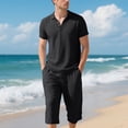 thumbnail image 3 of Rvwovn Men's Casual Summer Shirt and Shorts Set Linen-Blend Breathable Comfortable 2 Piece Outfit, 3 of 7