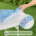 thumbnail image 5 of Boho Floral Elastic Edge Table Cover for Round Tables, Fitted Design for 52-56 Inch Diameter, Colorful Tablecloth for Home Kitchen, 5 of 7