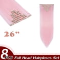 thumbnail image 2 of Full Head Clip Synthetic in Hair Extensions 8 Piece 18 Clips Hairpiece Long Curly Straight, 2 of 5