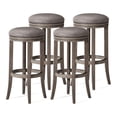 thumbnail image 1 of Maven Lane Tabouret de Bar Eva, Chêne Récupéré avec Cuir Vegan Ronan Stone, Ensemble de 4, 1 of 6