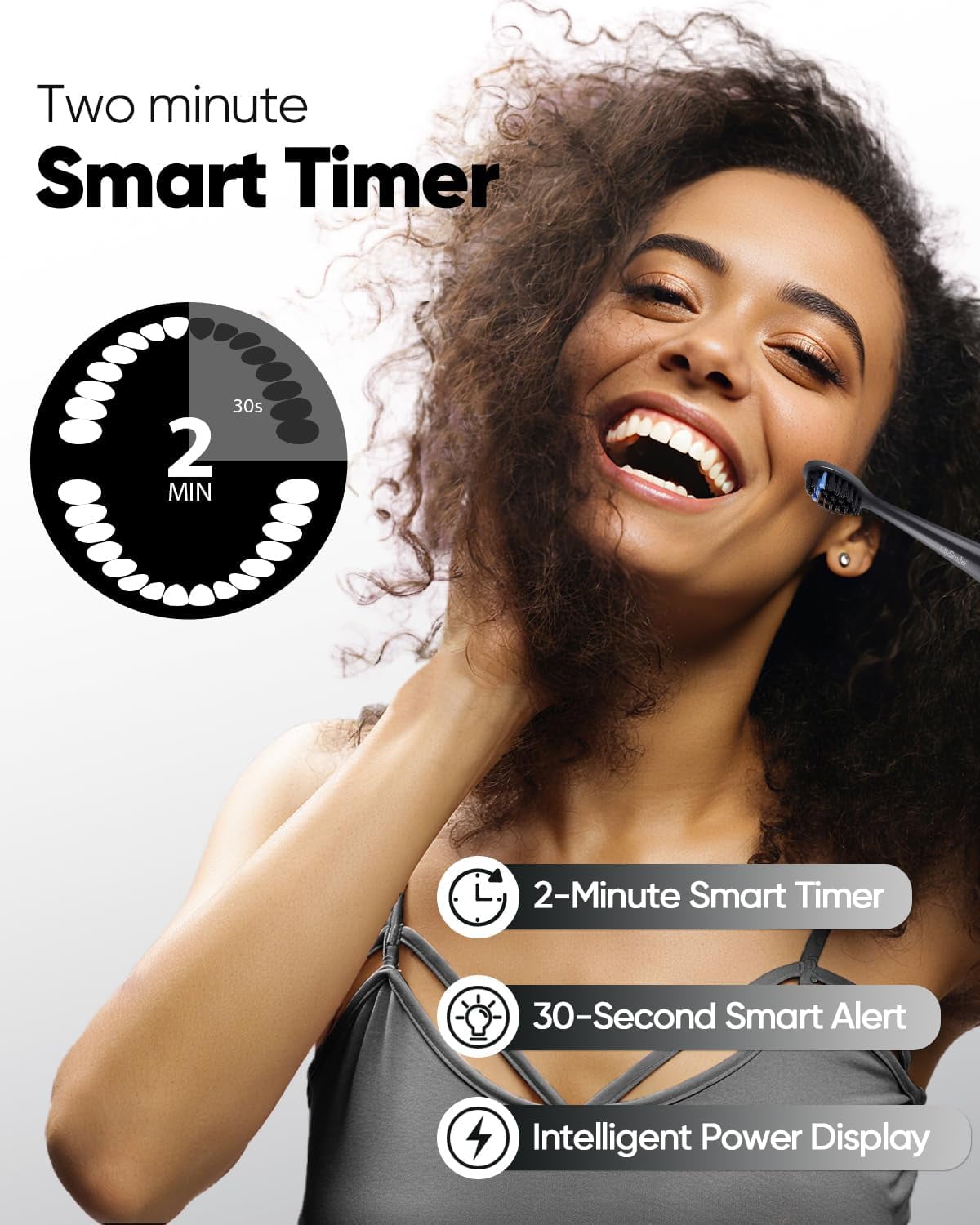 (5 pack) MySmile DY156 Sonic Electric Toothbrush for Adults, 45000 VPM Powered Toothbrush Rechargeable, IPX7 Waterproof, 5 Modes, 2 Mins Smart Timer, 60 Day Battery Life, 3 Tooth Brush Heads, Black