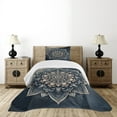 thumbnail image 3 of Ambesonne Navy Blue Quilted Bedspread Set 2 Pcs, Exotic Mysterious Mandala, Twin Size, Night Blue Dimgray Ecru, 3 of 4