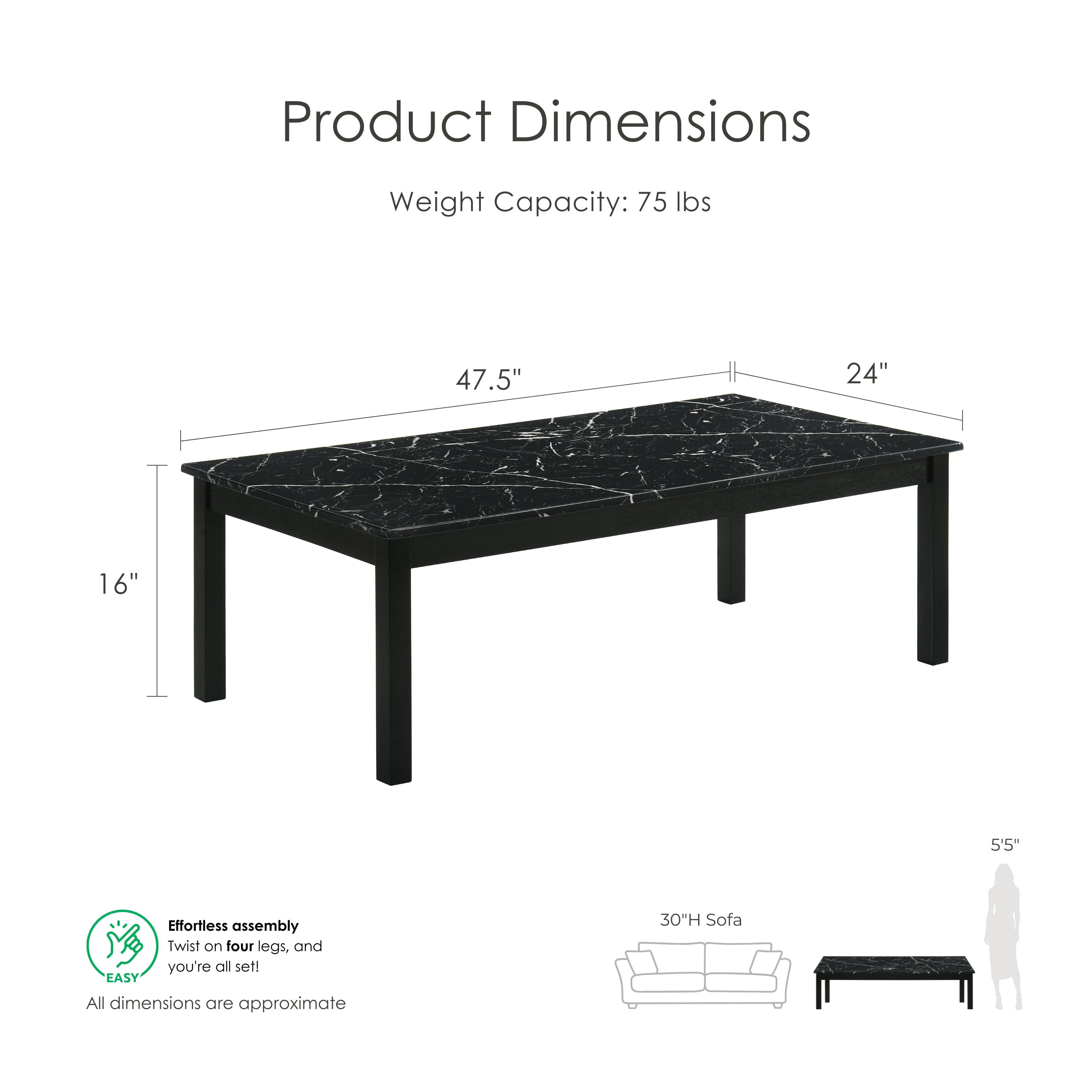Furniture of America Versi Modern 3-Piece Coffee Table Set, Black