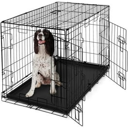 YRLLENSDAN 42 inch Durable Metal Foldable Dog Crate with Handle and Double Door for Large Dogs Pink Walmart