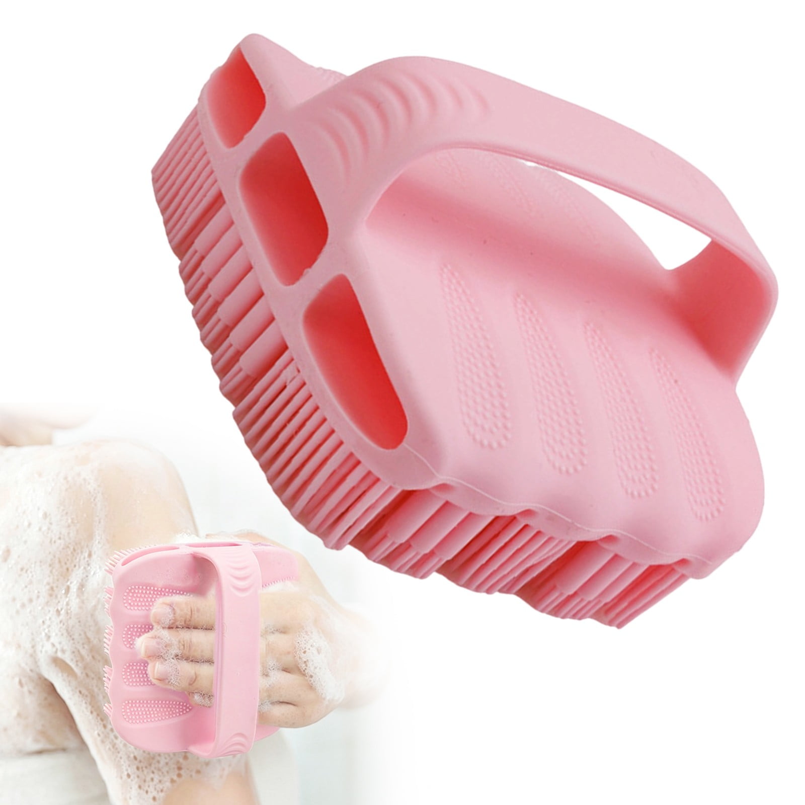 YardChic Silicone Scrub Brush Ergonomic Grip Handle Flexible Silicone Body Scrubber Silicone Face Scrubber Exfoliating Body Scrubber for Shower Body Washing Bath Cleaning Essentials