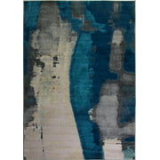 Ladole Rugs Innovative Beautiful Boston Collection Abstract Pattern Indoor Area Rug Carpet in Teal Cream Grey, 3x5 (2'7" x 4'11", 80cm x 150cm)