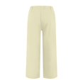 thumbnail image 4 of Kopltyrfg Women Linen Pants 2024 Summer Trendy Casual Loose High Waist Wide Leg Pants Vacation Lounge Pants with Pocket Beige S, 4 of 6