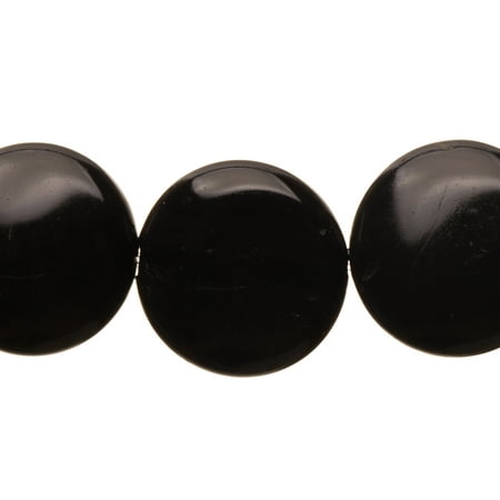 Agate Crystal Stone - Puffed Black Agate Flat Round Beads Semi Precious Gemstones Size: 20x20mm Crystal Energy Stone Healing Power for Jewelry Making