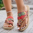 thumbnail image 2 of Rokment Ethnic Bohemian Flip Flops for Women 2026 Beach Summer Vintage Comfortable Platform Flat Walking Sandals Casual Flatform Dress Slip on Slides Slippers Red Size 6.5, 2 of 6