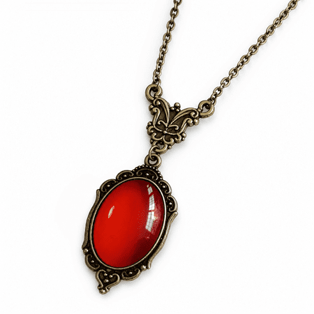 AURENIX 2026 New Fashion Women Lady Necklaces Red/Black Crystal Oval Pendant Long Chain Necklaces for Casual Wear,Evening Events,Parties,Gift Giving.