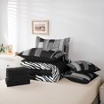 thumbnail image 6 of Homewish Modern Geometric Artistic 7 Pieces Bedding Comforter Set,Chic Cheetah Pattern Full Bedding Set,Gray Zebra Stripe Fitted Sheet Flat Sheet For Boys Teens,Ultra Soft Home Decor Reversible, 6 of 8