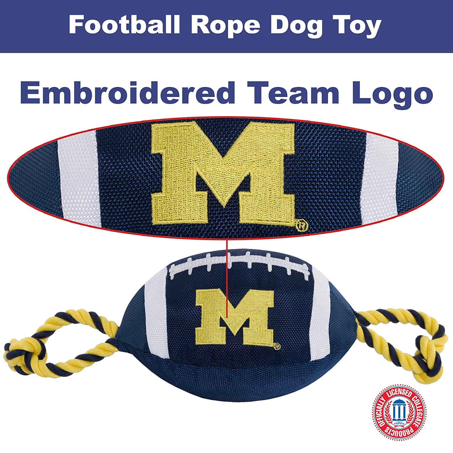 Pets First Collegiate Michigan Nylon Football-Licensed