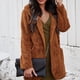 thumbnail image 5 of Puntoco Mujer Otoño/Invierno Color sólido Solapa Manga larga Cárdigan Chaqueta con capucha de felpa tops Rollbacks Puntoco Puntoco-4463, 5 of 9