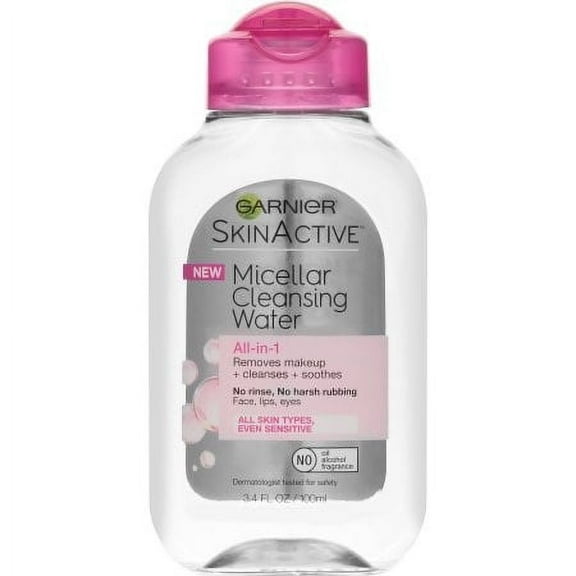Garnier SkinActive Micellar Cleansing Water All in 1 Makeup Remover, Face Cleanser, 3.4 fl oz