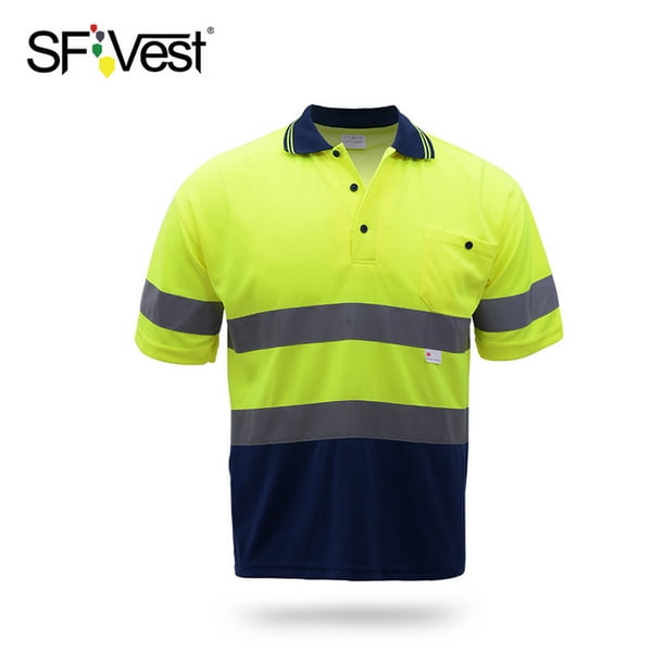 SFVest Safety Reflective Shirt Camiseta de manga corta con bolsillo de alta visibilidad