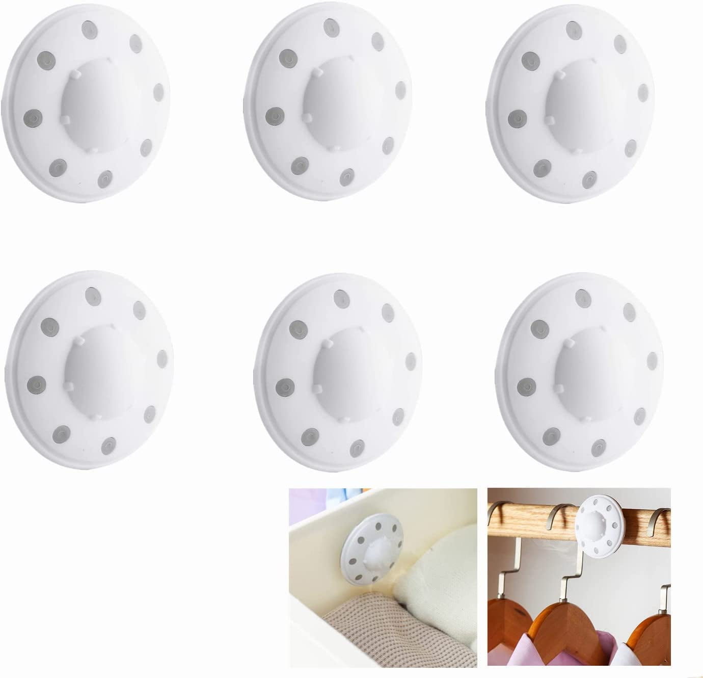 6 Pack Moth Ball Case with Adhesive Wall Sticker, Refillable Case for