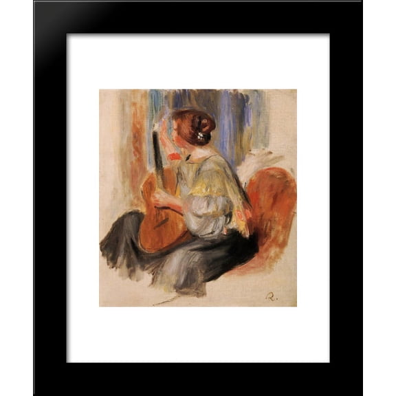 Woman with Guitar 20x24 Framed Art Print by Renoir, Pierre Auguste