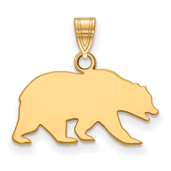 Sterling Silver Gold-plated LogoArt University of California Berkeley Bear Small Pendant QGP025UCB