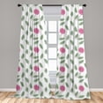thumbnail image 5 of Ambesonne Rose Curtains, Modern Style Pink Blossoms, Pair of 28"x95", Pink Reseda Green White, 5 of 5
