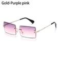 thumbnail image 1 of Women and Men Rimless Summer Eyewear 2020 Trendy Rectangle Sun Glasses Fashion Sunglasses Shades Square Sunglasses GOLD-PURPLE PINK, 1 of 8