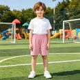 thumbnail image 6 of BXJX Boys Cotton Athletic Shorts, Casual Sports Elastic Waist Knee Length Summer Shorts for Kids Pink Size 4-5 T, 6 of 7
